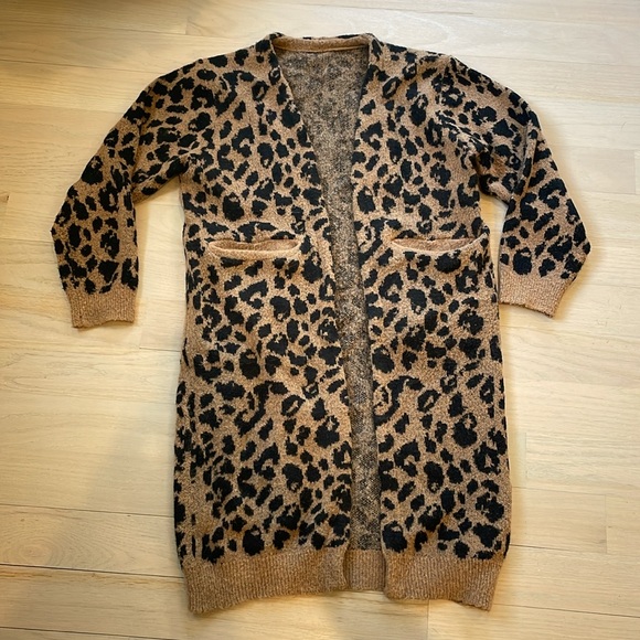 Chicwish leopard-print duster with pockets - Picture 2 of 2